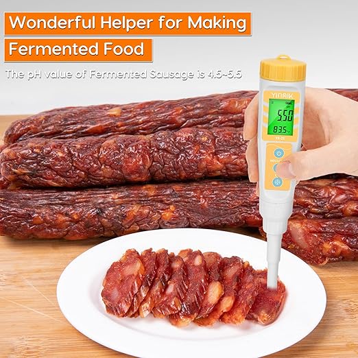 YINMIK Food pH Meter with Extra pH Replaceable Probe,Digital pH Tester for Sourdough and Bread,Food pH Tester for Meat,Canning,Cheese,Solid Samples, Soft Soil and Water…