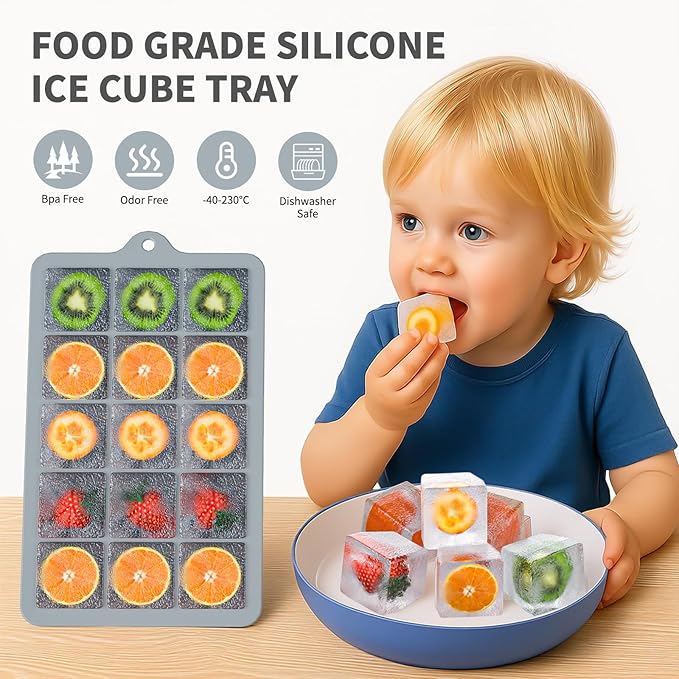 Silicone Ice Cube Tray 3 Pack, HANCELANT Ice Cube Mold, Ice Trays for Freezer with Lid for Whiskey, Baby Food, BPA Free, Easy Release