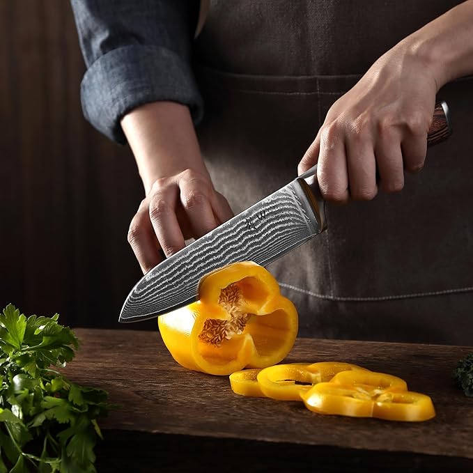 Wakoli EDIB 4-Piece Damascus Knife Set – Professional Kitchen Knives | Genuine Damascus Steel Blades with VG10 Core | Ergonomic Pakkawood Handles | Premium Chef Knife Gift Set