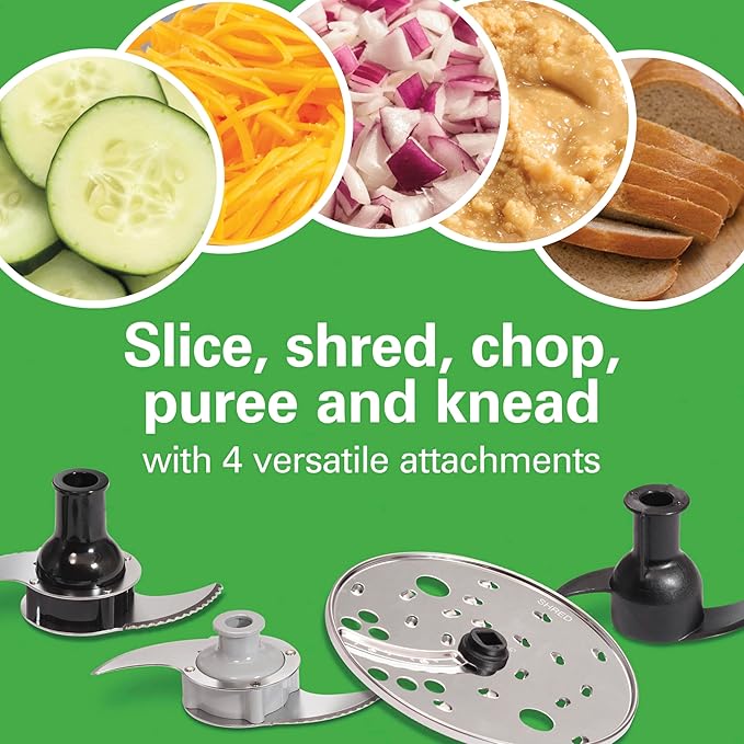 Hamilton Beach Stack & Snap Food Processor and Vegetable Chopper, Stainless Steel Blades, 14 Cup + 4-Cup Mini Bowls, 3-Speed 500 Watt Motor, Black (70585)