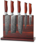 Wakoli Red Knife Block Set – 5-Piece Professional Damascus Kitchen Knife Set with Magnetic Block | 67-Layer Damascus Steel with VG10 Core | Ergonomic Rosewood Handles | Gift Box (Rose Elegance)