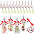 36 Sets 8 Inch Christmas Whisks Gifts DIY Fillable Christmas Tree Ornaments Xmas Colored Silicone Whisks for Cooking Heat Resistant Egg Beaters with Card Rope Bag for Candy Holder