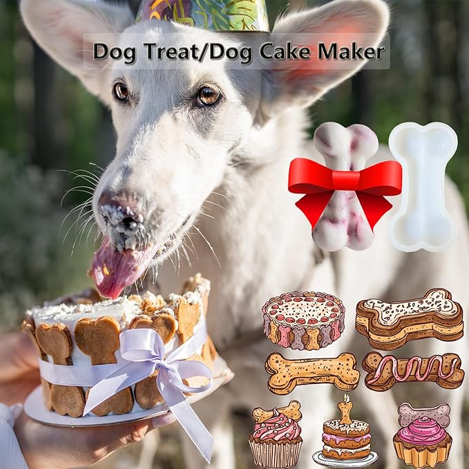 7.5IN Big Bone Dog Cat Treat Mold 1 Pack, DIY Flavors for Puppy. Food Safe Silicone for Oven. Large Ice Cube Mold for Pet Chew, Cooling. Pets Birthday Cake Baking. Fun Gift for Dog Lover