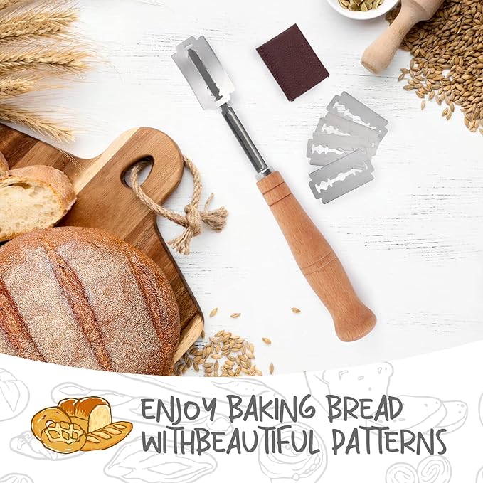 Proofing Baskets for Sourdough Bread Making, Dough Proofing Bowls Kit with Cloth Liner + Scoring Lame + Scraper for Professional & Home Sourdough Bakers (Round,8.5 inch,Set of 2)