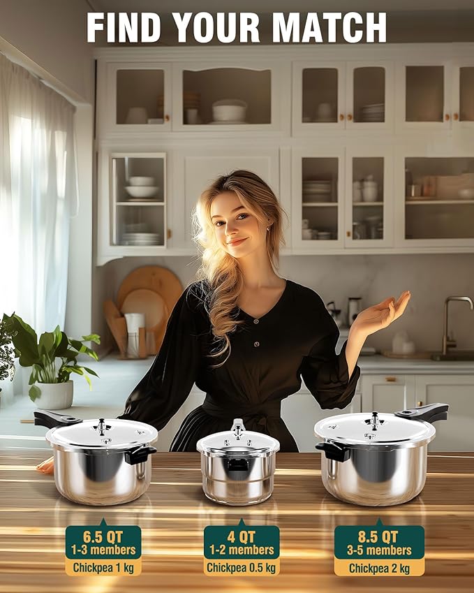 WantJoin Pressure Cooker Stainless Steel 4 Qt, Commercial Stove Top Pressure Cooker Pot Used for Pressure Foodie or Steaming, Compatible with Gas & Induction Cooker