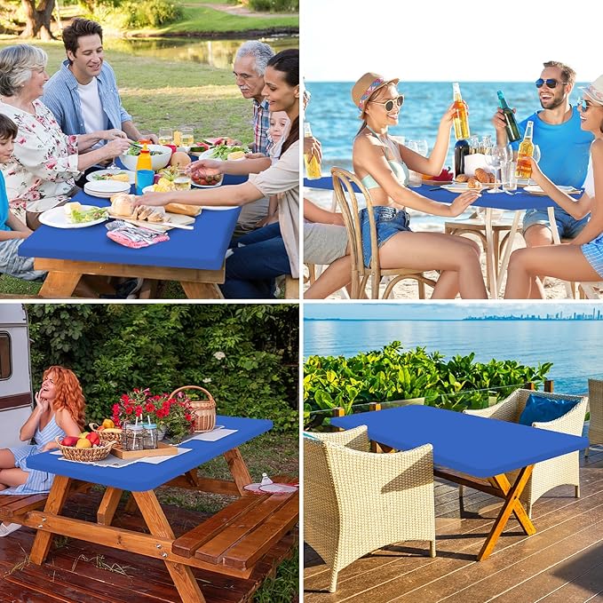 homing Rectangle Table Cloth Cover, Waterproof Polyester Elastic Fitted Tablecloth, Fits for 8 Foot Folding Tables, Washable Table Protector for Picnic, Camping, Outdoor (Blue, 30" x 96")