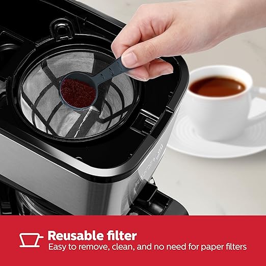 Holstein Housewares 5 Cup Coffee Maker – Compact Drip Coffee Machine with Auto Pause & Serve, Reusable Filter, Glass Carafe, Water Window & Warming Plate, Black