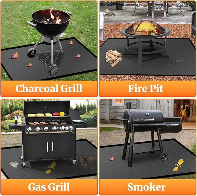 65 ×36 inches Under Grill Mats for Outdoor Grill/ Fireproof Fire Pit Mat for under Fire Pit Fireplace, BBQ Mat under BBQ Waterproof Oil-Proof Grill Floor Pad for Deck Patio Flat Top Smokers Gas Grills