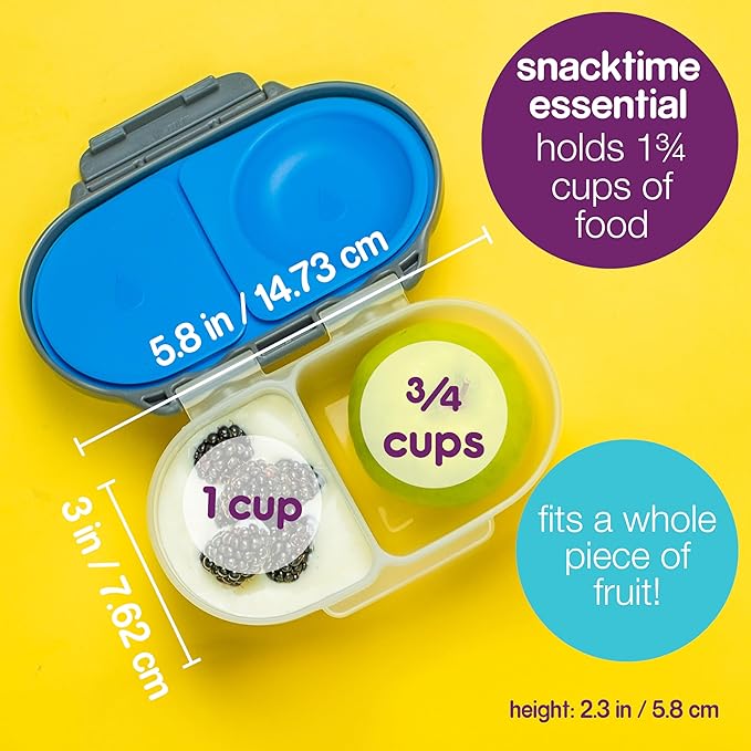 b.box Snack Box (2-pack) Reusable Snack Containers with Lids – Bento Box for Kids & Toddlers, Leakproof Lunch Box, BPA-Free and Dishwasher Safe Snack Container (O'Breeze + Emerald, 1 3/4 Cup)
