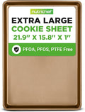 NutriChef Nonstick XL Cookie Sheet Baking Pan - Extra Large 22" x 16" Carbon Steel Oven Baking Sheet for Pastries, Desserts, & More - Dishwasher Safe, Gold