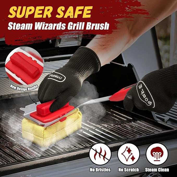 for Supower Grill Brush Replacement Head (No Handle) - Replaceable Brush Heads Bristle Free/Safe Cleaning Head Compatible for Cast Iron/Stainless Steel Grates (1 Pack)
