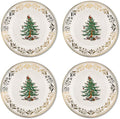 Spode Christmas Tree Gold Salad Plate (Set of 4) – 8-Inch Porcelain Dinner & Appetizer, Christmas Dinnerware & Holiday Tableware, Microwave & Dishwasher Safe, Festive Seasonal Dining Plate