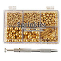 Kasvan Gold Mix Sugar Sprinkles - Edible Candy Pearls with 4-Claw Sprinkle Pen,118g/4.16 Oz, Gift Box Pack, Baking Cake Decorations, Ice Cream Toppings and Cookie Decorating, Wedding Party Chirstmas Supplies