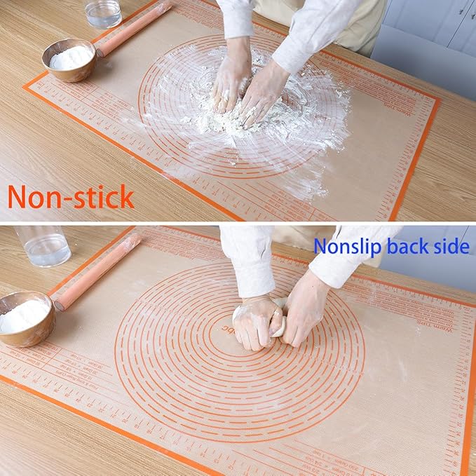 Silicone Pastry Mat 34'' By 26'' Extra Large Baking Mat with Measurements for Dough Rolling, Kneading Board, Kitchen Counter Mats, Perfect for Dough, Pastry, Fondant, Cookies, Bread, Pasta, Pizza