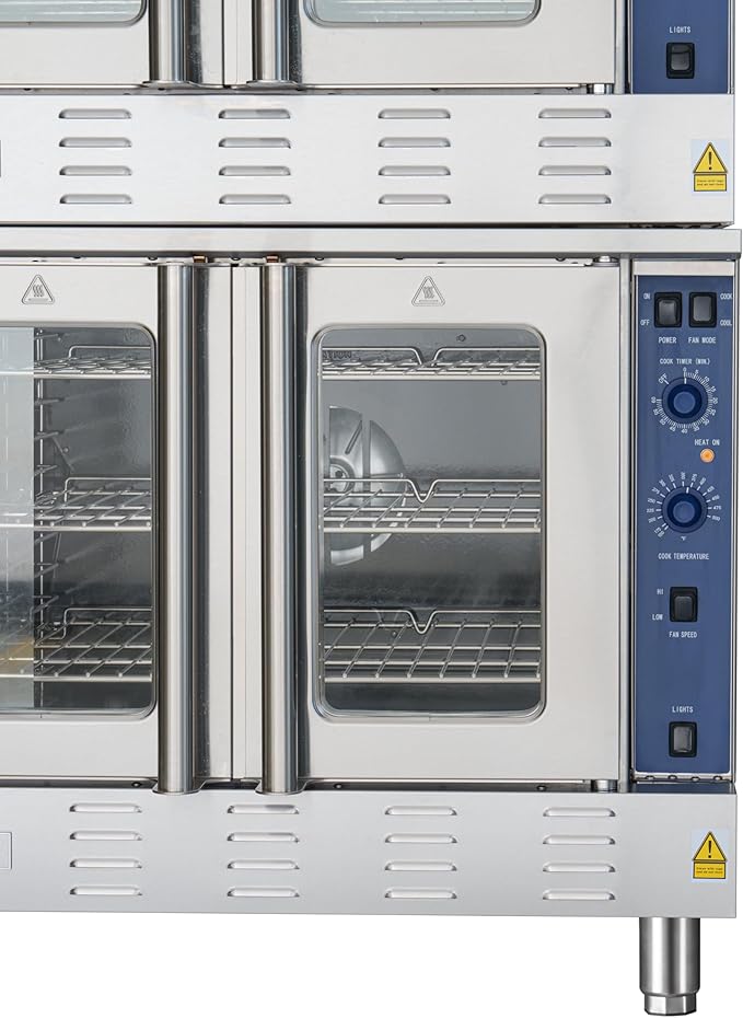 KoolMore 38 in. Full Size Double Commercial Liquid Propane Convection Oven 108,000 BTU With Stacking Kit in Stainless-Steel (KM-DCCO54-LP)