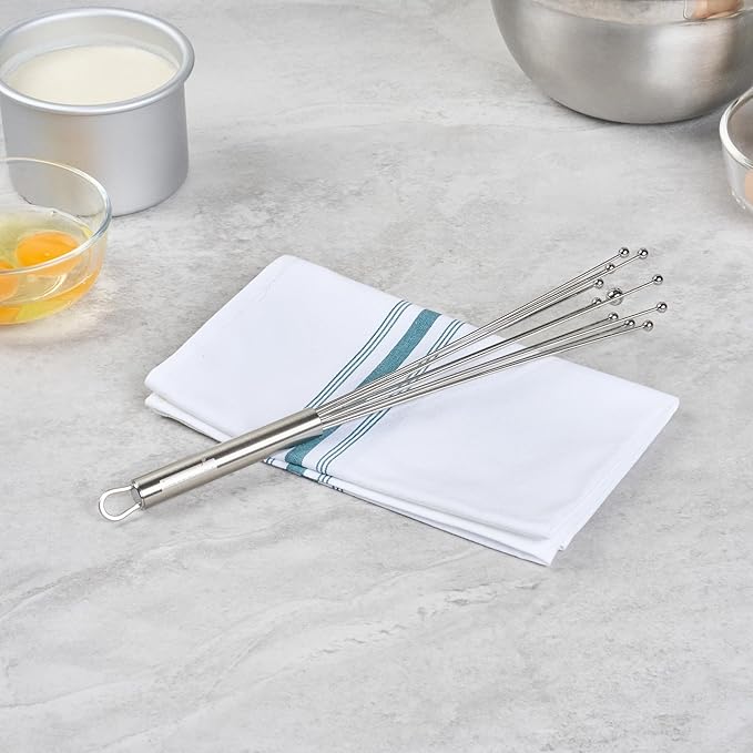 Restaurantware-German Standard 12.6 Inch Ball Whisks, 6 Dishwashable Kitchen Whisks - Ergonomic Handle, Durable, Stainless Steel Manual Egg Beater, Suitable For Whisking, Stirring, Mixing, Beating