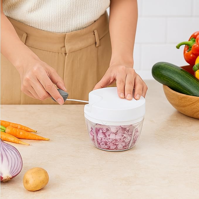 Glad Manual Pull Vegetable Chopper - Small Handheld Food Processor and Veggie Cutter with Pull String - Kitchen Cooking Tool for Meal Prep, 13.5oz (400mL)