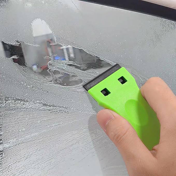 EHDIS 1.5" Plastic Razor Scraper with 10pcs Double Edged Plastic Blades for Removing Labels Stickers Decals on Glass Windows