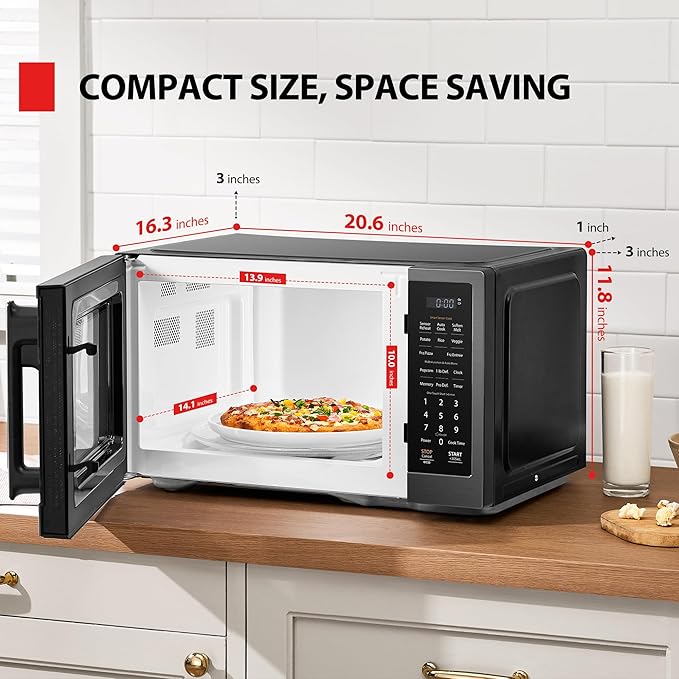 TOSHIBA ML4-EM12PA(BS) Countertop Microwave Oven with Smart Sensor, One-Touch Cooking, and 13 Auto Menus, 1000 Watts, 1.2 Cu.Ft. with 12.4-Inch Turntable, Black Stainless Steel