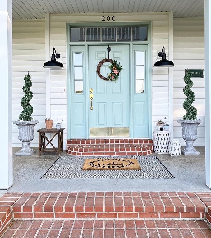 Steel Lighting Co. Gardena Barn Light | Outdoor Wall Mounted | 16" Dome | 11" Gooseneck | Farmhouse Light Made in America | Black Exterior/White Interior