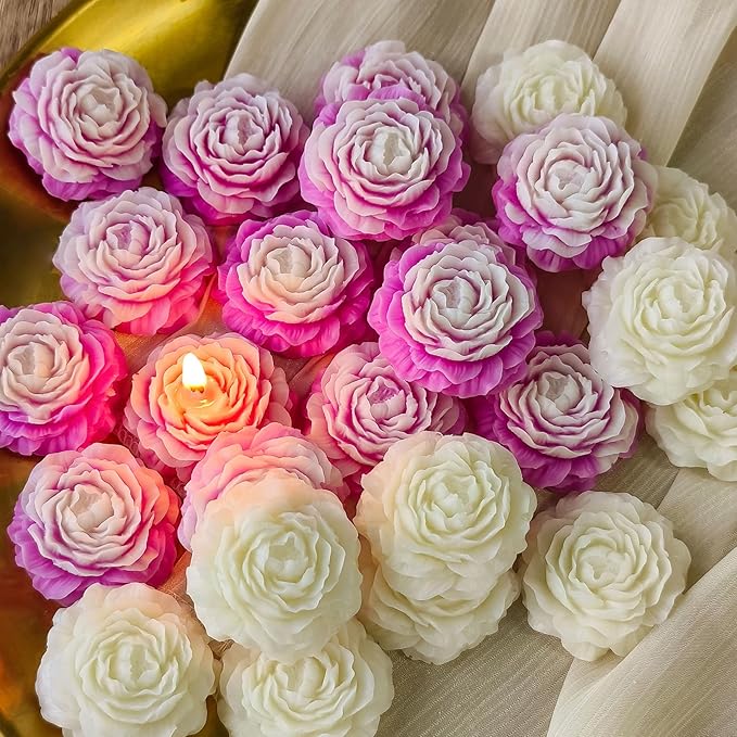 3 Cavities Peony Flower Soap & Candle Mold - Silicone 3D Molds for Flower, Peony & Home Decor - Resin Casting & Making Molds