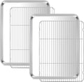 E-far Large Baking Sheet with Wire Rack (2 Pans + 2 Racks), 20 x 14 Inch Stainless Steel Cookie Pans Tray & Cooling Rack for Baking, Non Toxic & Heavy Duty & Rust Free, Oven & Dishwasher Safe