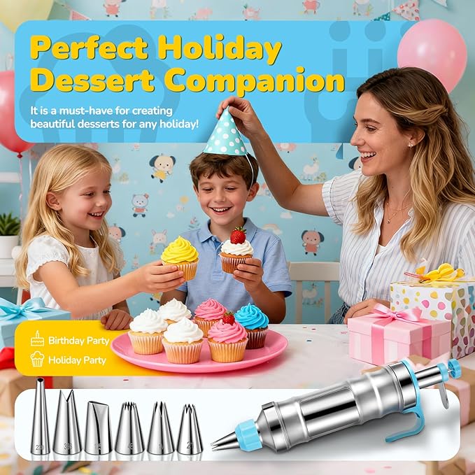 Cake Decorating Tools Supplies Kit: 164pcs Baking Accessories - Piping Bags and Icing Tips Set - Puffs Cupcake Frosting Piping Bakery Set for Adults Beginners or Professional, Blue