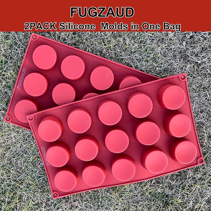 2PACK Silicone Cylinder Molds,15-Cavity Round Candy Chocolate Mold, Handmade Soap Silicone Mould, for Mini Muffin, cake,Jelly, Dessert, Ice Cube