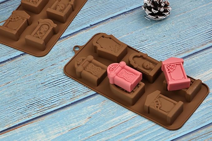 Halloween Chocolate Molds RIP Gravestone Candy Mold 2 pcs Silicone Tombstone Ice Cube Mold (2 x 1.42 inch)