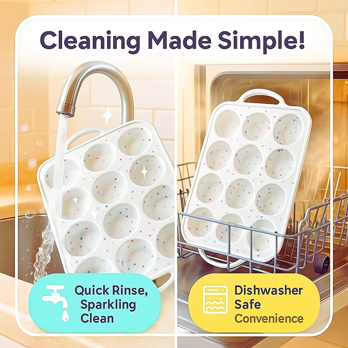 2-Pack Silicone Muffin Pan Set – Regular 12-Cup & Mini 24-Cup Nonstick Cupcake Pans – Metal-Reinforced Handles, BPA-Free, Non-Toxic, Dishwasher Safe, Cream Color Bakeware