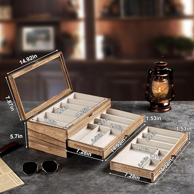 Knife Display Case, 3-Layer Pocket Knife Case Display & Storage Knives, Solid Wood Knife Case for Collections, Gift for Boyfriend Fathers Day Birthday Gifts(Brown)