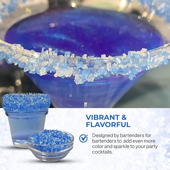 Snowy River Blue Dream, Cocktail & Margarita Sugar Rimmer - Vibrant Naturally Colored Sugar for Cocktail Rimming, Baking & Decorating, Medium Crystal - 8oz