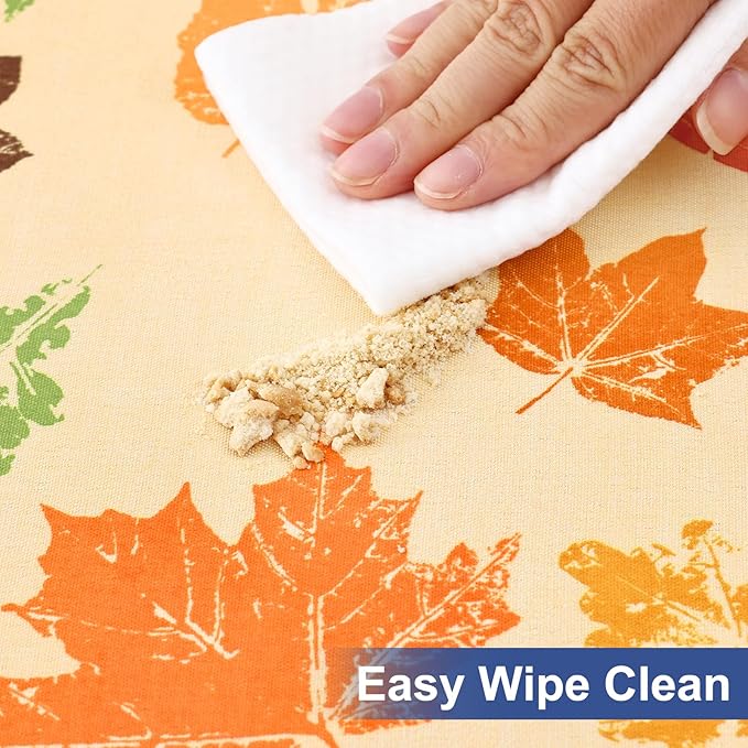 homing Rectangle Table Cloth Cover, Waterproof Polyester Elastic Fitted Tablecloth, Fits for 6 Foot Folding Tables, Washable Table Protector for Fall, Thanksgiving (Colored Leaves, 30" x 72")