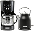 HADEN Coffee Machine, 12 Cup Drip Coffee Maker Bundled with Heritage 1.7 Liter Stainless Steel Electric Kettle, Black & Chrome