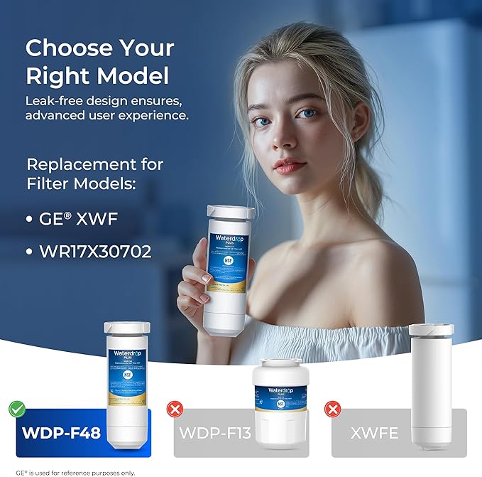 Waterdrop Plus XWF Replacement for GE® XWF, WR17X30702, NSF/ANSI 401&53&42&372 Certified, 𝐑𝐞𝐝𝐮𝐜𝐢𝐧𝐠 𝐏𝐅𝐀𝐒, 2 Filters