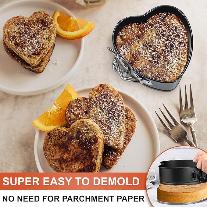 4"+7"+9" Non-Stick Cheesecake Pan, Springform Cake Pans Leakproof Heart Cake Pan, Removable Bottom Quick Release Latch Moulds for Birthday Cake