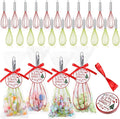 36 Sets 12 Inch Christmas Whisks Gifts DIY Fillable Christmas Tree Ornaments Xmas Colored Silicone Whisks for Cooking Heat Resistant Egg Beaters with Card Rope Bag for Candy Holder
