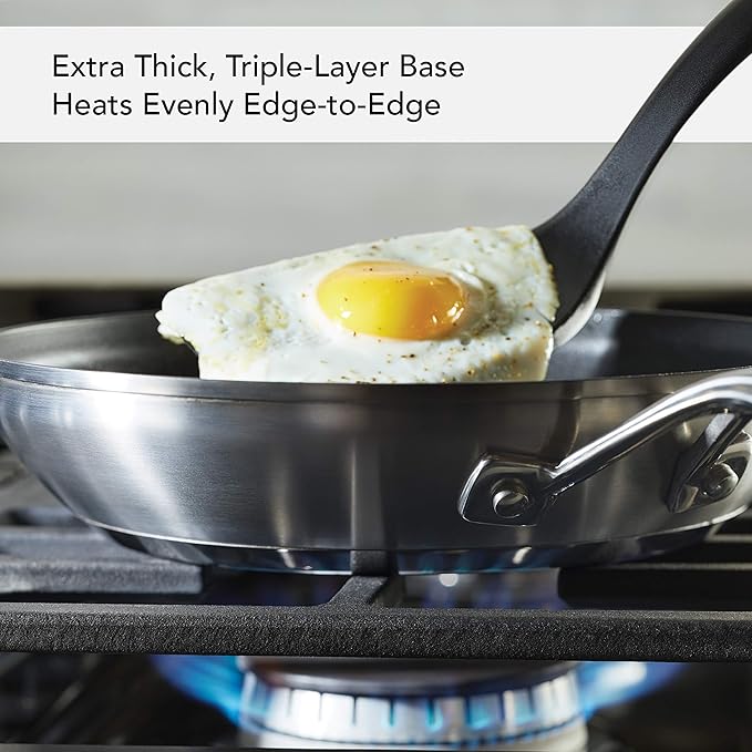 KitchenAid 71008 3-Ply Base Brushed Stainless Steel Nonstick Frying Pan/Fry Pan/Skillet, 9.5 Inch