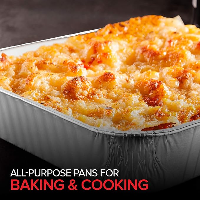 Aluminum Pans 8x8 Disposable Foil Pans (20 Pack) - 8 Inch Square Pans - Tin Foil Pans Great for Cooking, Heating, Storing, Prepping Food