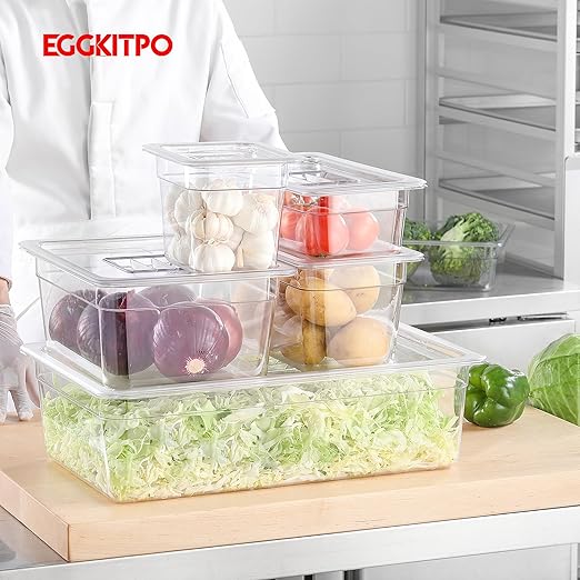 6 PCS Clear Food Pan Lids Universal 1/3 Size Polycarbonate Lids with Handle Food Storage Container Cover for Commercial Restaurant Hotel Dishwasher Safety BPA Free