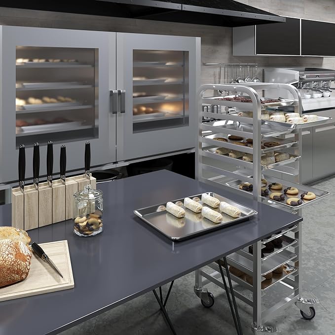 Pack of 12 | Size 13 in. x 18 in. Half Size Aluminum Bun. / Sheet Pan | Ideal for baking, roasting, cooling, prepping, or storing - a must-have in restaurants, bakeries, and busy kitchens.