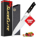 SliceElite Slice Series 8 Inch Chef Knife High Carbon German Steel Blade Pakkawood Handle with Polymer Blade Guard Professional Sharp Kitchen Knife for Meat Cutting Vegetable BBQ Cooking Chopping