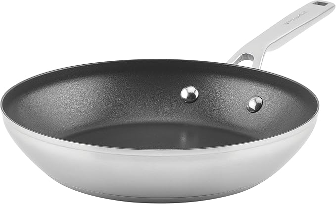 KitchenAid 71008 3-Ply Base Brushed Stainless Steel Nonstick Frying Pan/Fry Pan/Skillet, 9.5 Inch