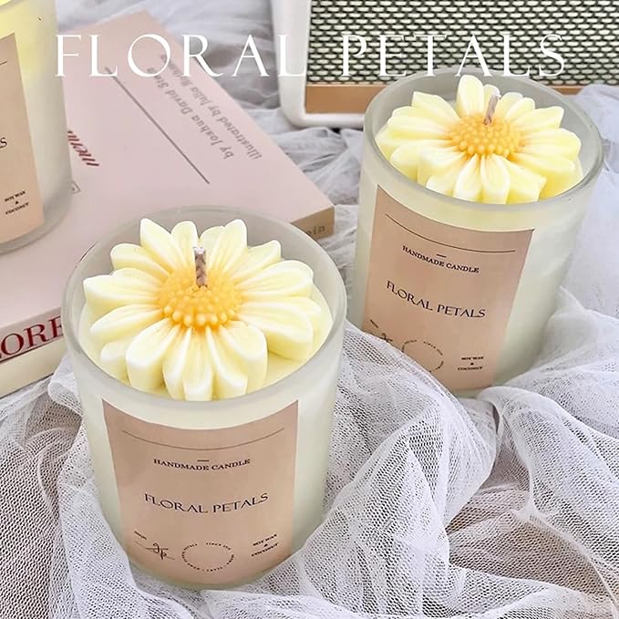 2Pcs Flower Daisy Valentine Silicone Candle Making molds Silicone Flower Shapes Candle Wax Mold for Candles Making florally moldes de silicona para velas molde para velas de silicona