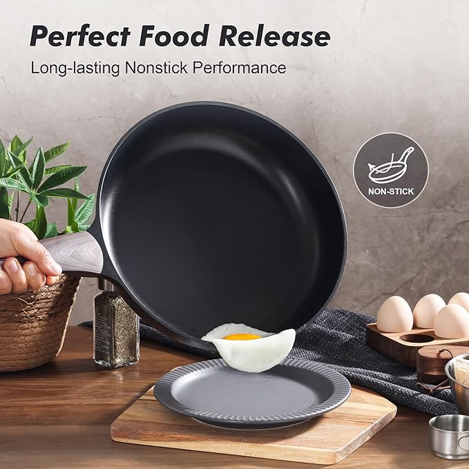 SENSARTE Nonstick Frying Pan Skillet 11Inch Non Stick Egg Pan Omelette Pans, Healthy Kitchen Cooking Chef's Pan, PFOA Free, Free of Intentionally Added PFOS/PFOA, Induction Compatible, Black