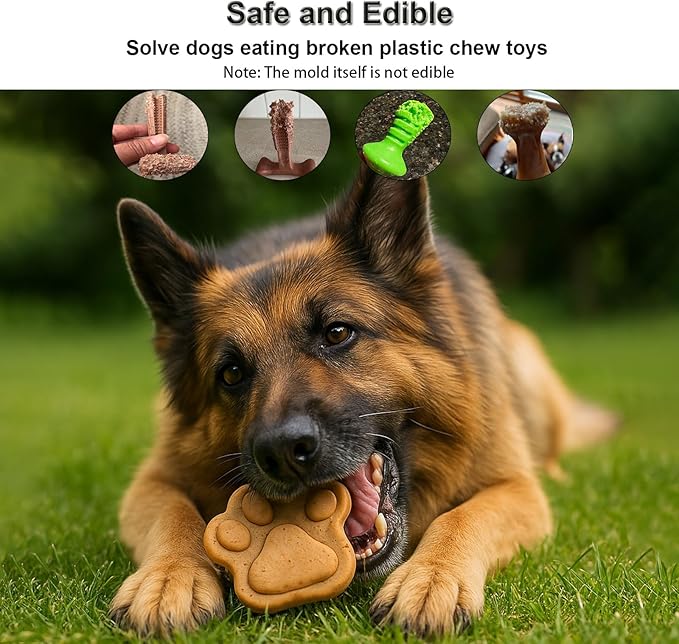 4IN Big Paw Shape Dog Cat Treat Molds 2 Pack, DIY Flavors for Puppy. Food Safe Silicone for Oven. Large Ice Cube Molds for Pet Chew, Cooling, Pets Birthday Cake Baking. Fun Gifts for Dog Lover