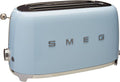 Smeg 50's Style Retro Aesthetic 4 Slice Toaster 6 Presets with 2 Extra Wide Slots, Pastel Blue