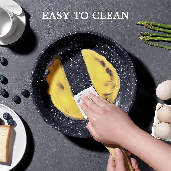 GiPP Ceramic Nonstick Frying Pan with Lid - 12 Inch Healthy Non-Toxic Non Stick Skillet Omelette Pans, Induction Compatible Chef Pan, PFAS & PFOA-Free, Dishwasher Safe, Stay Cool Handles