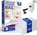Vacuum Storage Bags with Electric Pump,8 Pack Extra Large Space Saving Vacuum Seal Bags for Bedding,Blanket,Comforters,Duvets,Pillows(4 Large+4 Super Jumbo)