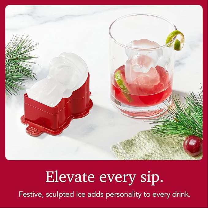 Tovolo Dog Ice Cube Mold Holiday Pup Shaped Sphere Ice Molds Set of 2 Festive Christmas Stocking Stuffer for Adults, Large Slow Melting Dishwasher Safe Silicone Holiday Ice Cube Molds